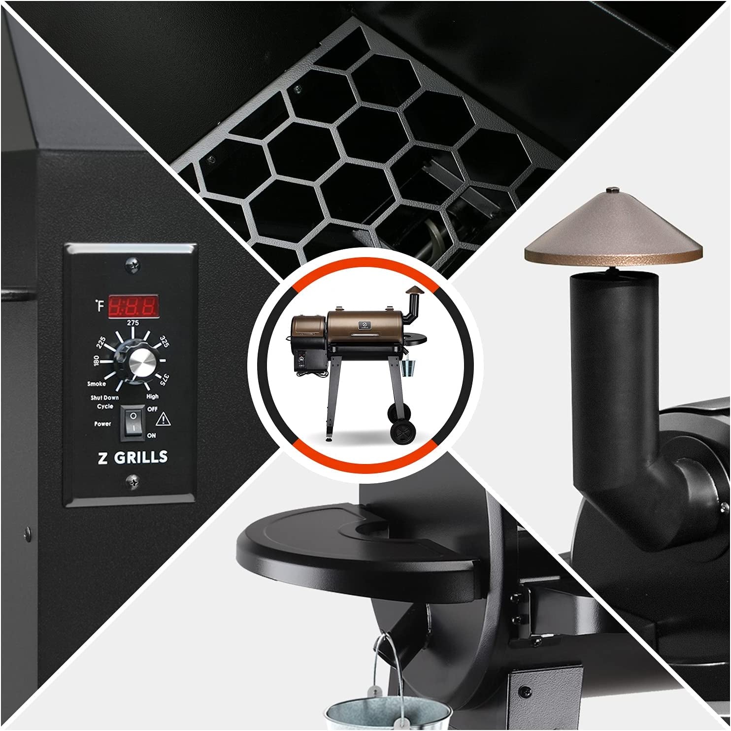 ZPG-450A 2023 Upgrade Wood Pellet Grill & Smoker 6 in 1 BBQ Grill Auto Temperature Control. 450 Sq in Bronze - Image 2