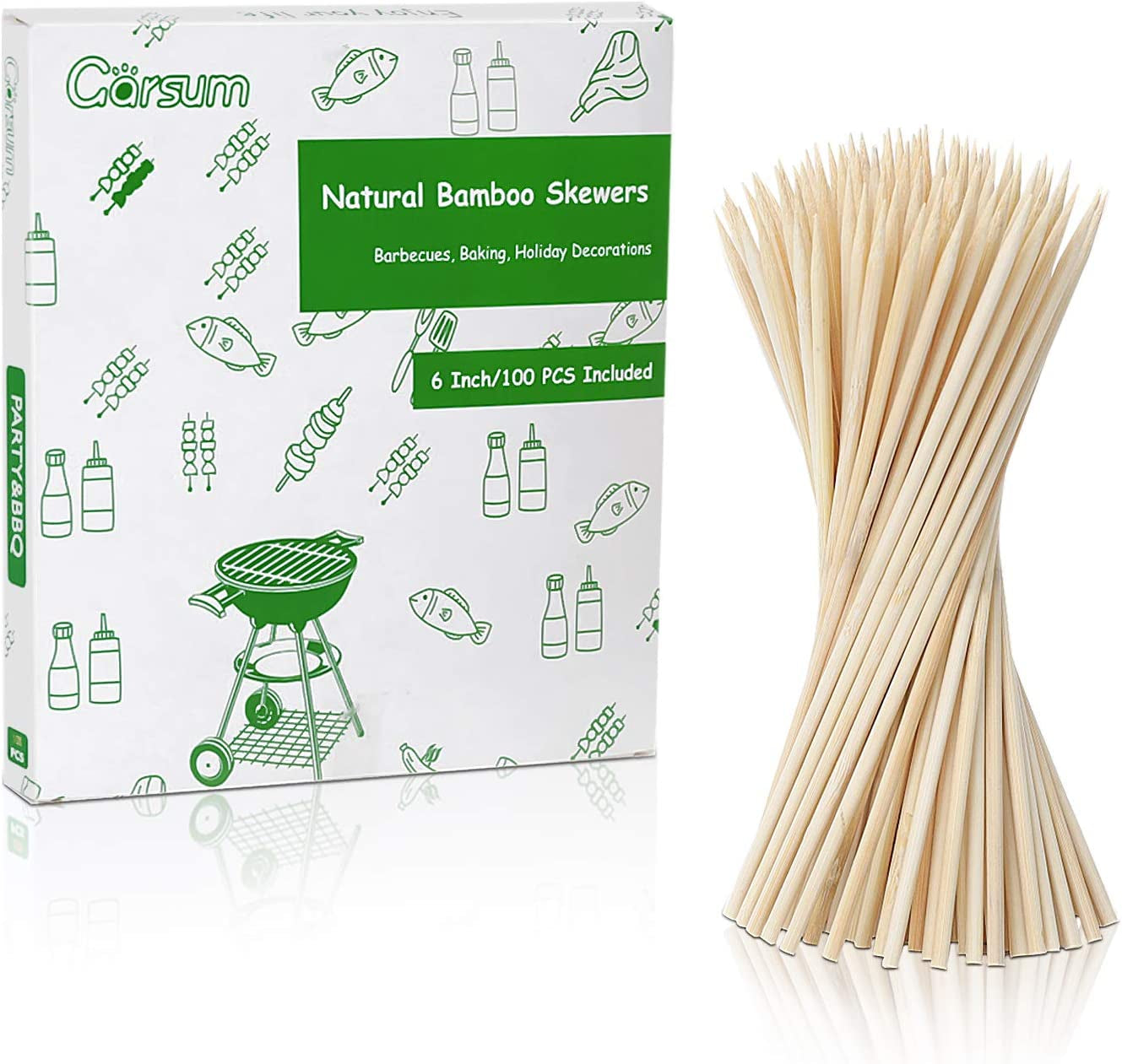 Garsum Natural BBQ Bamboo Skewers. Wooden Skewers for Assorted Fruits. Kebabs. Grill. Highly Renewable Natural Resources. Suitable for Kitchen. Party. Food Catering and Crafting 6(100 PCS) - Image 8