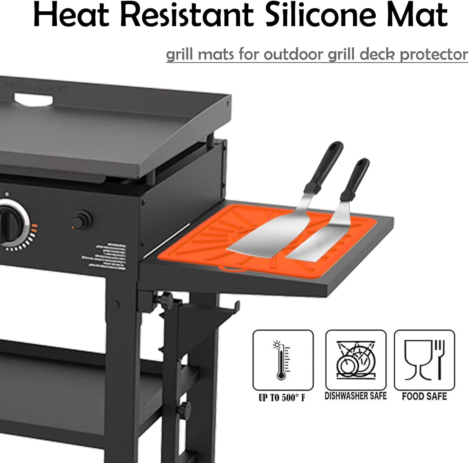 Grill Mat. Side Shelf Mat for Blackstone. Silicone Grill Pad for Outdoor Grill Kitchen Counter. Food Grade Griddle Mat. BBQ Grill Mats. Baking Mats. Grill Prep Trays. Hot Pads - Image 2