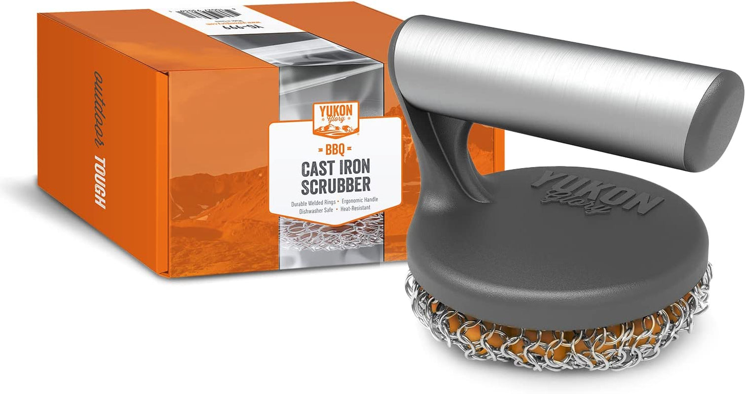 ™ Cast Iron Skillet Cleaner the Cast Iron Scrubber and Grill Brush - Perfect for Cleaning Cast Iron Cookware - Grills and Griddles - Built with Welded Stainless Steel Rings