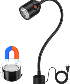 Magnetic Work Light. LED Machine Light with Flexible Gooseneck and Magnetic Base. Shop Tool Lamp for Lathe. Work Bench. Sewing Machine. Grill. Industrial Lighting Black