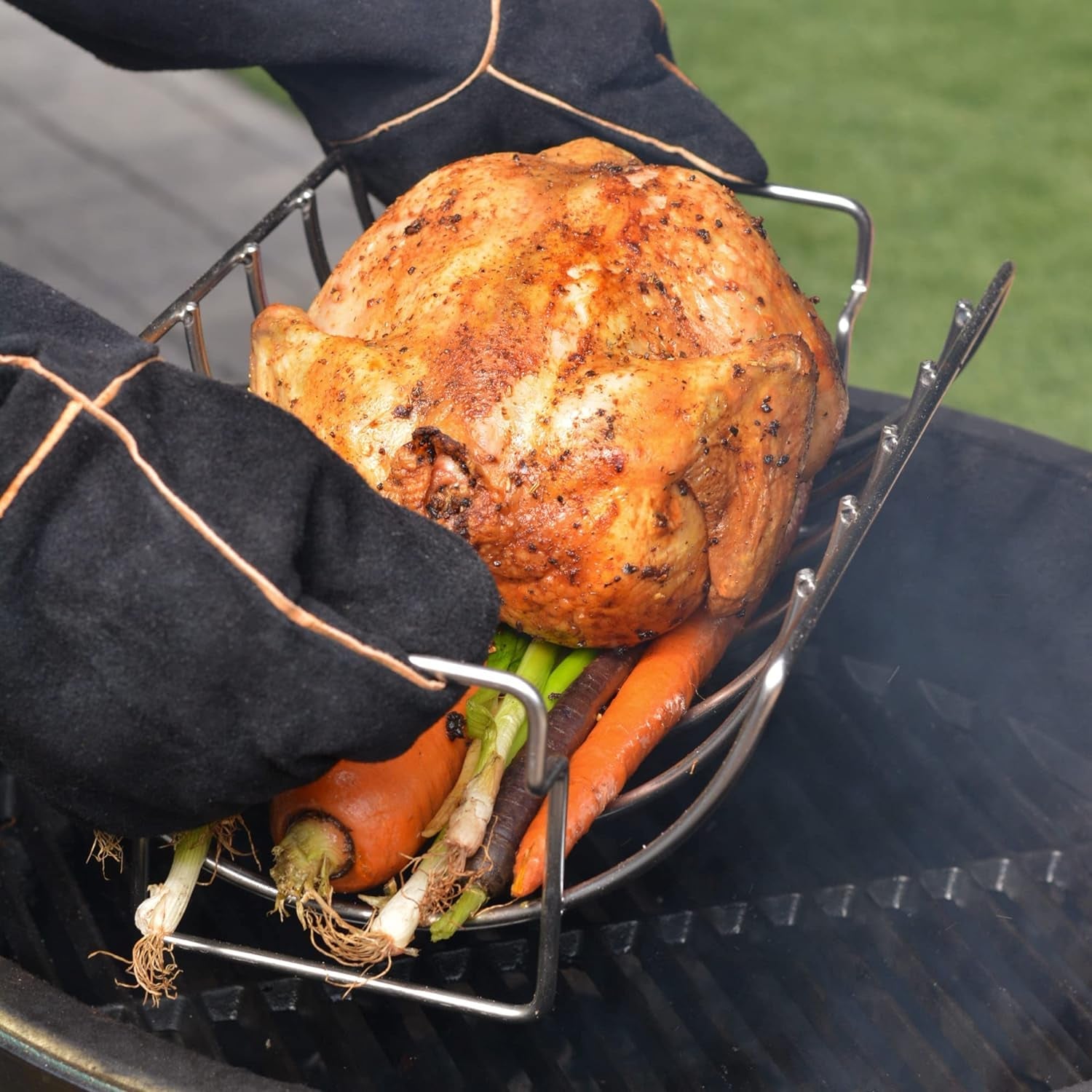 RSVP International Kitchen Roasting Pan Collection Durable Dishwasher Safe Stainless Steel. Reversible Rib/Roast Rack. 15.75X9.75X5.25 - Image 3