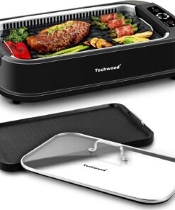 Indoor Grill.  1500W Smokeless Electric Grill with 2 In1 Nonstick Grill/Griddle Plates. Portable Korean BBQ Grill with 6-Level Control. Glass Lid. Dishwasher Safe. Double Plates. Black