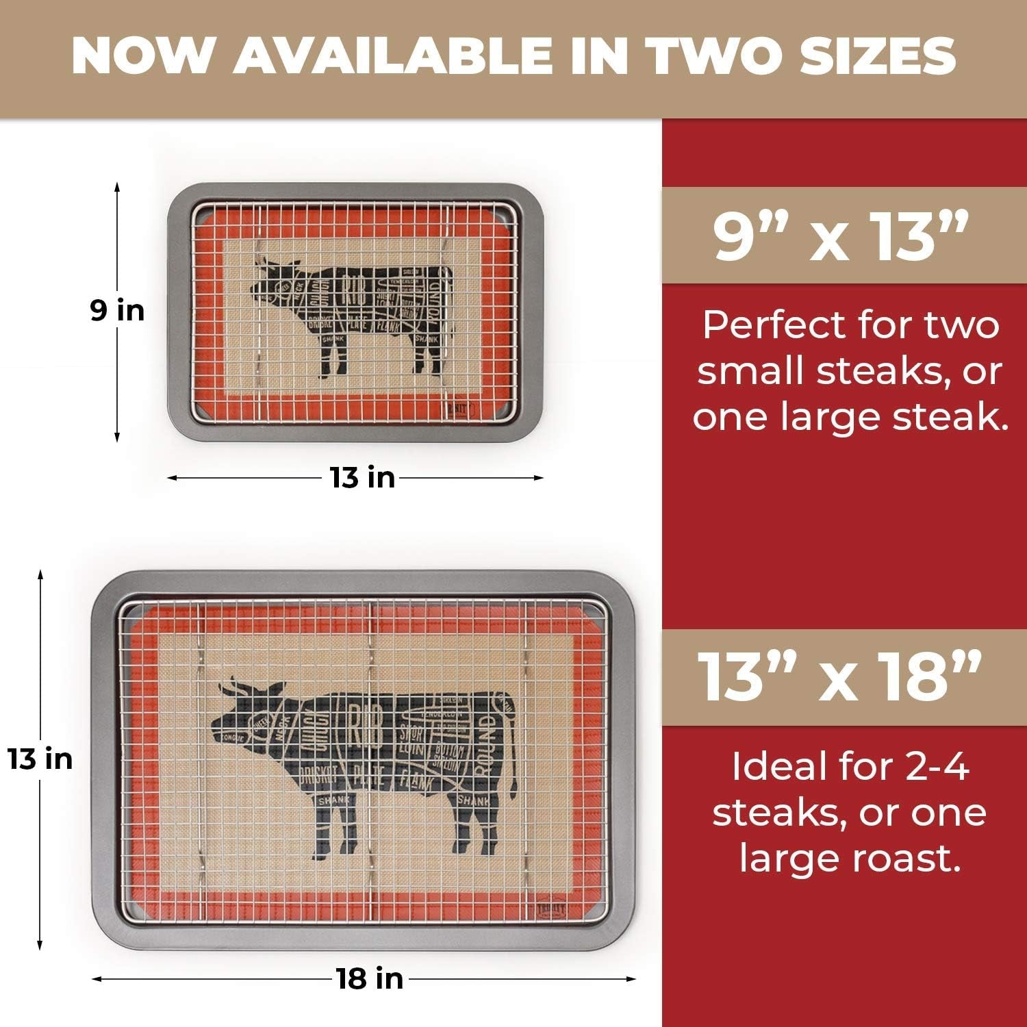 Meat Resting Pan - with Wire Rack and Silicone Baking Mat - Dishwasher and Oven Safe Stainless Steel. for Cooking and Cooling Steak. BBQ. Bacon. & More - Image 2