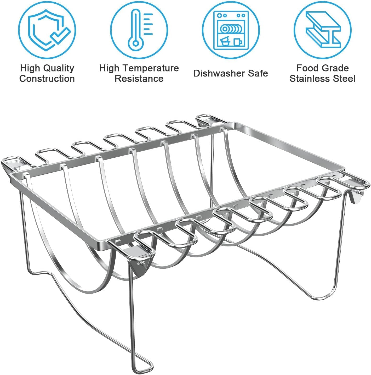 TAILGRILLER 3 in 1 Rib Racks & Chicken Leg Rack for Grill & Smoke. Foldable Roasting Rack. Roast up to 6 Large Ribs. 12 Chicken Leg. 1 Whole Chicken - Image 3