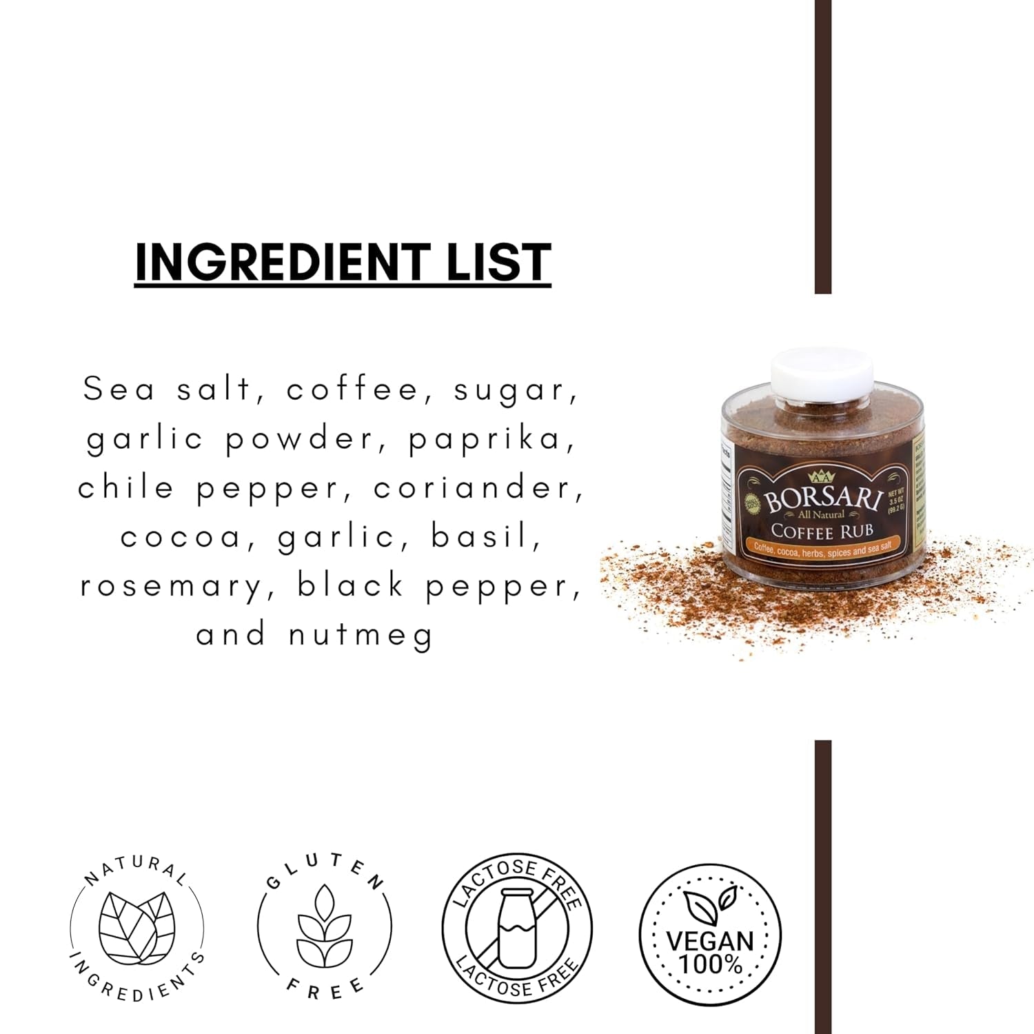 Coffee Seasoning Rub - Gourmet Seasoning Rub with Coffee and Cocoa - Gluten Free All Natural Multi-Purpose Seasoning for Barbecue Rubs and Sauces - 3.5 Oz Shaker Bottle - Image 2