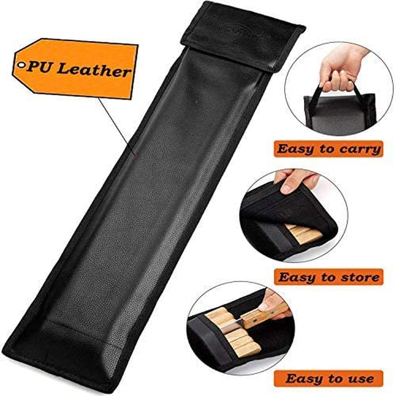 Goutime Kabob Skewers.23 Inch Long.1 Inch Wide. Metal Stainless Steel BBQ Skewer with Wooden Handle for Grilling Koubideh Persian Brazilian Chicken Shish Kebab.Set of 7 with Bag - Image 5