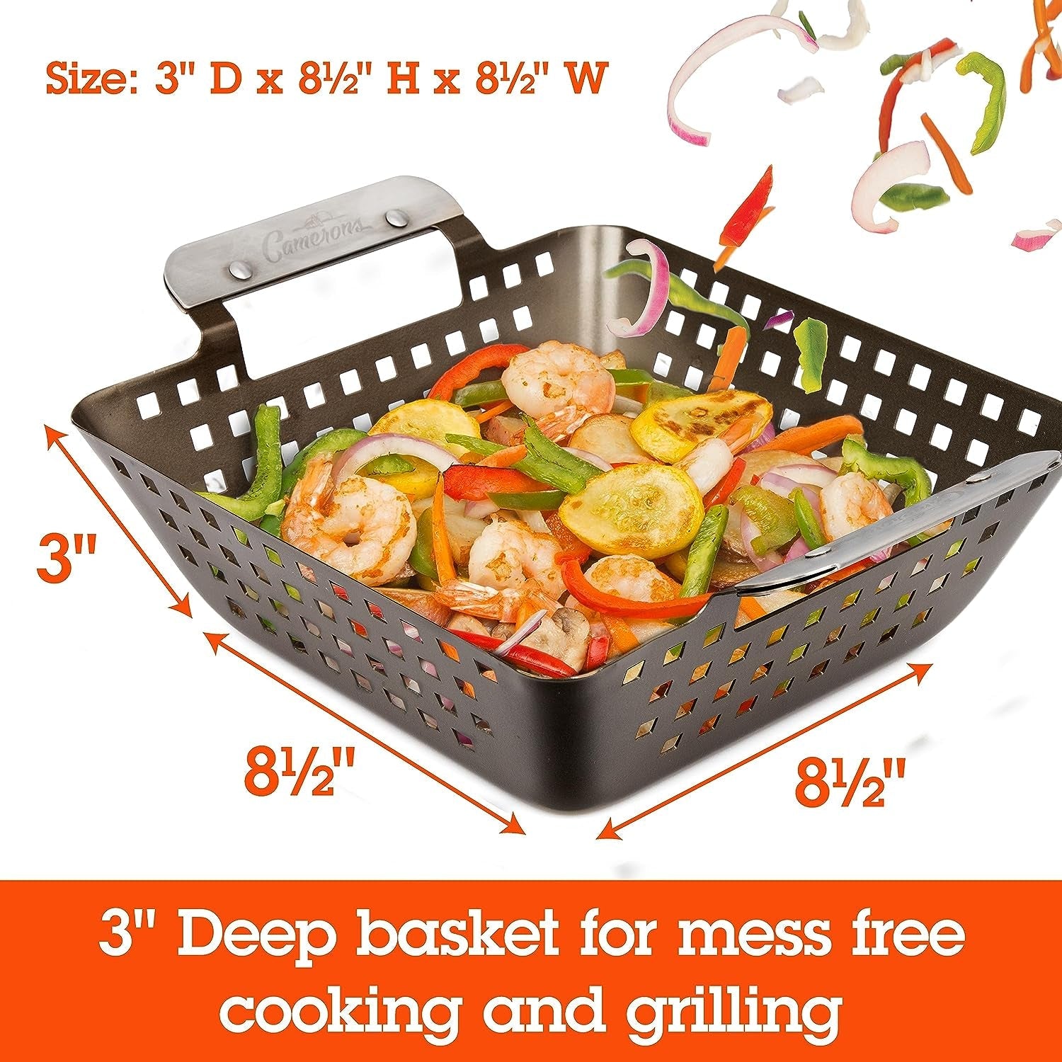 Barbecue Grilling Wok - Heavy Duty Non-Stick BBQ Grill Basket W Stainless Steel Handles - 3 Deep Pan Keeps Meat & Vegetables inside - Indoor Outdoor Use - Great for Summer Bbqs and Father'S Day Gift - Image 4