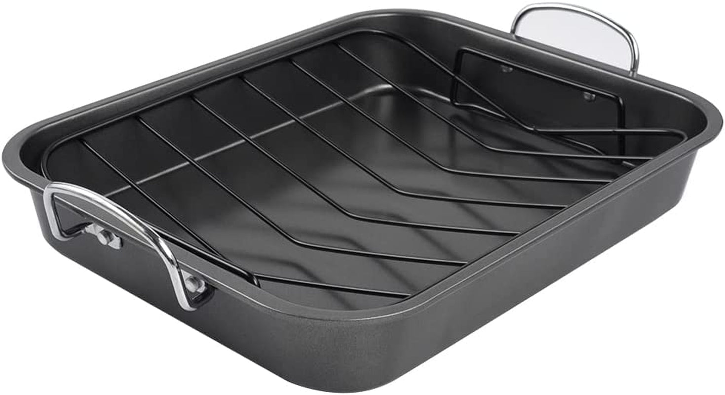 Kitcom Nonstick Roasting Pan. Roaster with Rack - 16 Inch Rectangular Grill Suitable for Turkey. Roast Chicken. Ham. Dishwasher Safe (9.5QT) - Image 3