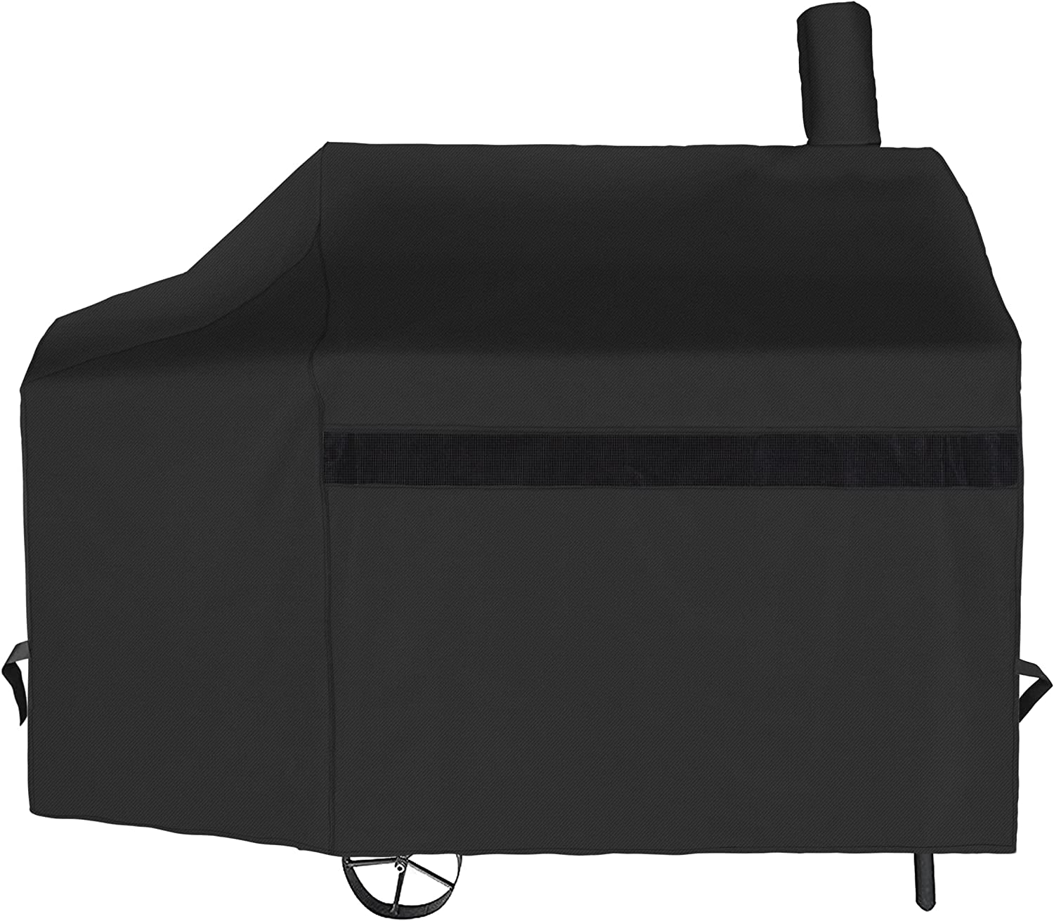 NEXCOVER Offset Smoker Cover - 60 Inch Waterproof Charcoal Grill Cover. Outdoor Heavy Duty BBQ Cover. Rip Resistant Smokestack Barbecue Cover for Brinkmann Char-Broil Weber Nexgrill. Black.
