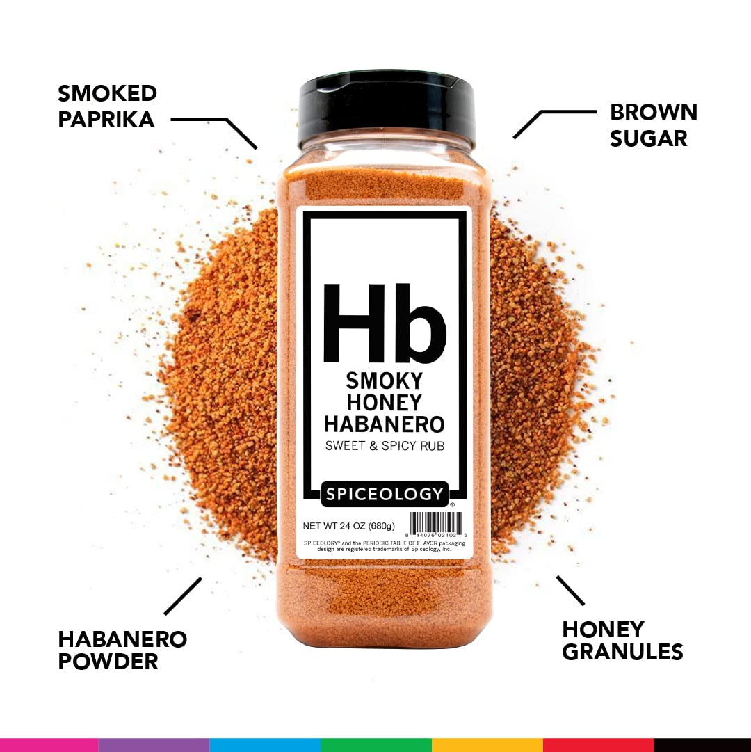 Spiceology - Smoky Honey Habanero - Sweet & Spicy BBQ Rub - Barbeque Rubs. Spice Blends and Seasonings for Smoking or Grilling - Use On: Chicken. Wings. Pork. Steak. Nuts. Butter. Bacon. or Burgers - 24 Oz - Image 3