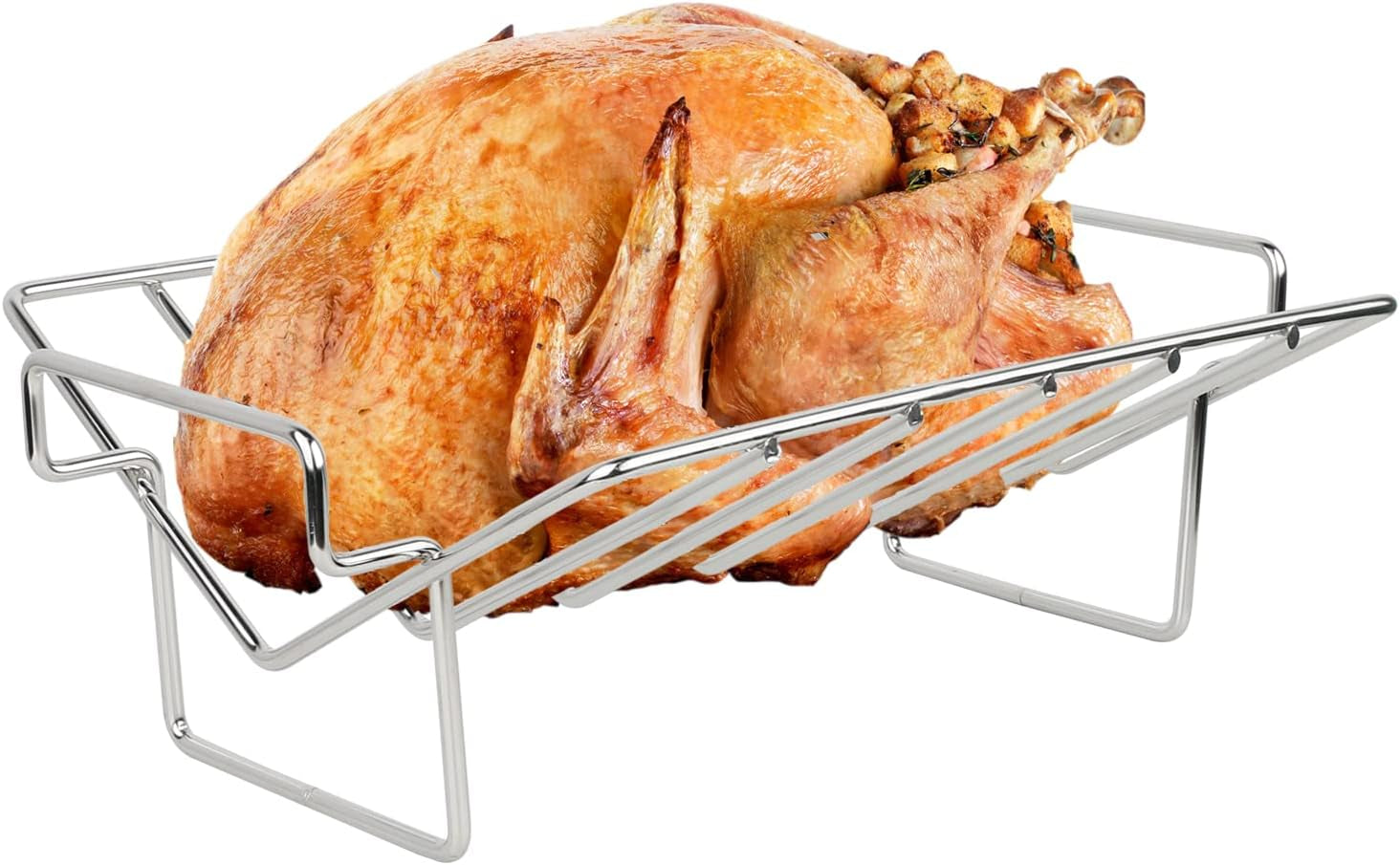 Thanksgiving Turkey Roasting Rack Stand for Smoker and Grill. Turkey Roaster V Rack Stainless Steel Rib Racks for Grilling and Smoking. for Large and Xlarge Big Green Egg.Kamado Joe.Big Joe Etc - Image 5
