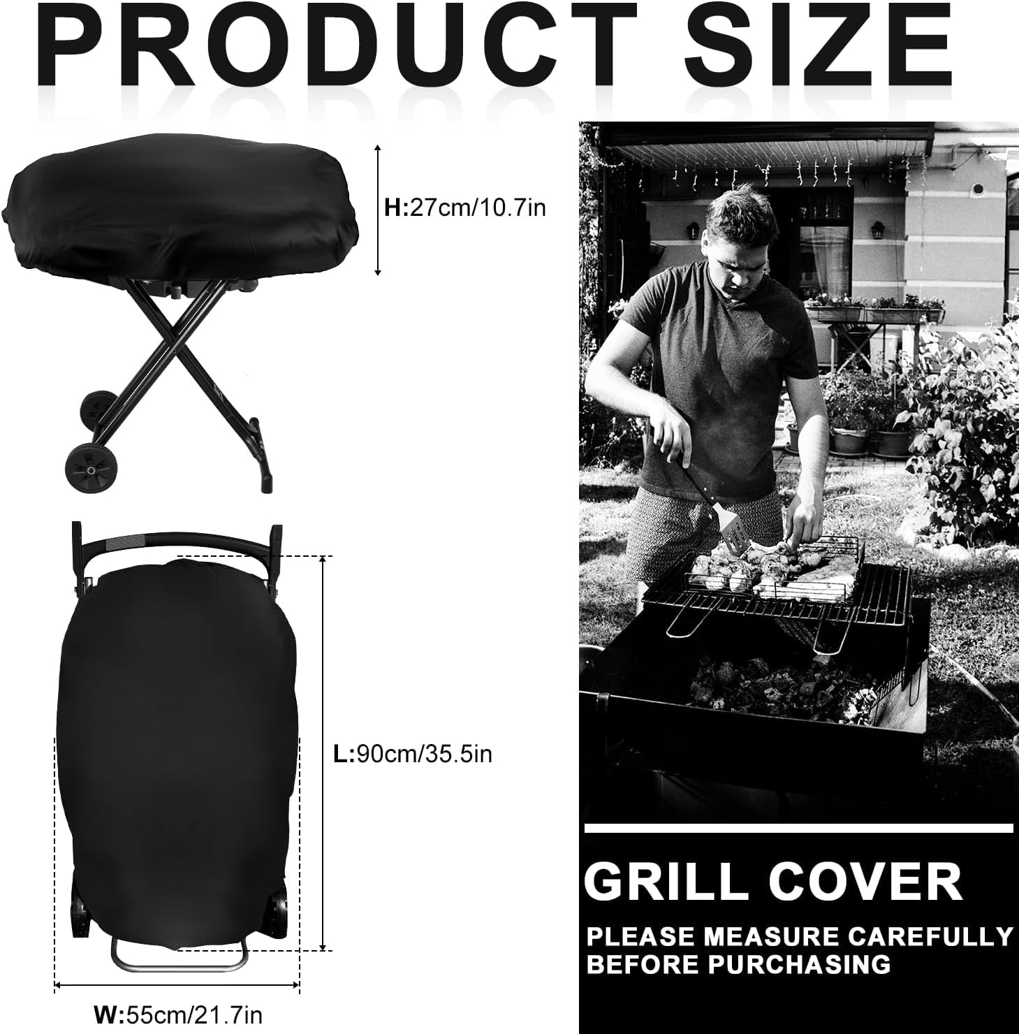 BBQ Grill Cover. Black BBQ Cover Portable Grill Cover Waterproof BBQ Grill Cover Compatible with Coleman Roadtrip LXX. LXE and 285. Adjustable Grill Cover - Image 2