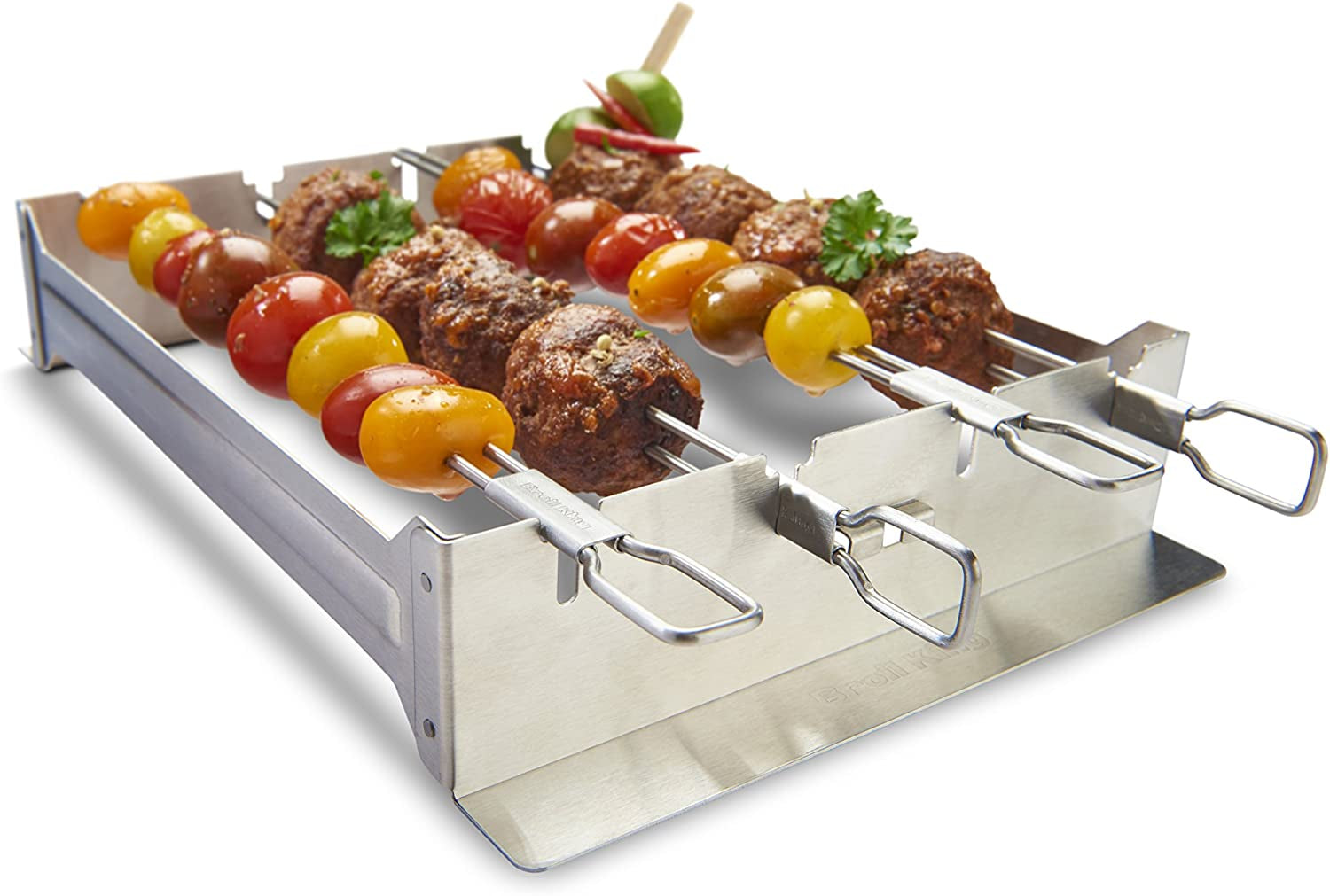Broil King 69138 Narrow Kebab Rack. Set of 4-12-In / 30.5 Cm Skewers. Silver - Image 2