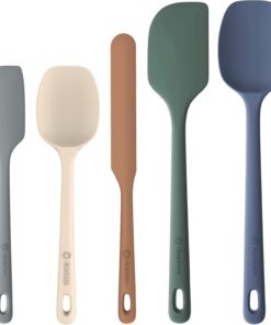 5 Pieces Silicone Spatula Set. Food Grade Rubber Spatula. Upgrade Strong Handle with Ergonomic Grip. Heat Resistant up to 600°F for Nonstick Cookware. Cooking