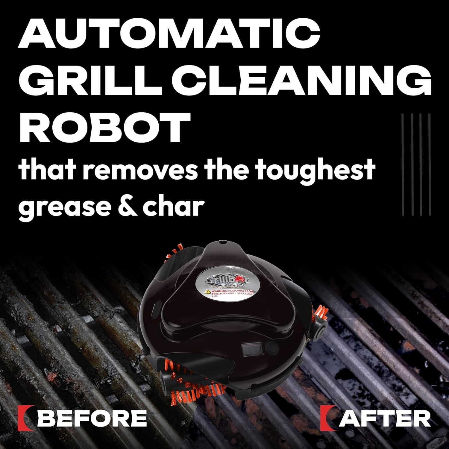 Grillbot Automatic Grill Cleaning Robot with Nylon Brushes. BBQ Grill Cleaner. Grill Brush. Grill Scraper. BBQ Accessories (Red Grillbot + Carry Case) - Image 3