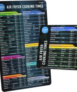 Air Fryer Magnetic Cheat Sheet Set - Air Fryer Accessories Cookbook - as Seen on the Today Show an Easy to Use Airfryer Time Chart Set - Strong Magnet Quick Reference Cooking Guide for Frying (Black)