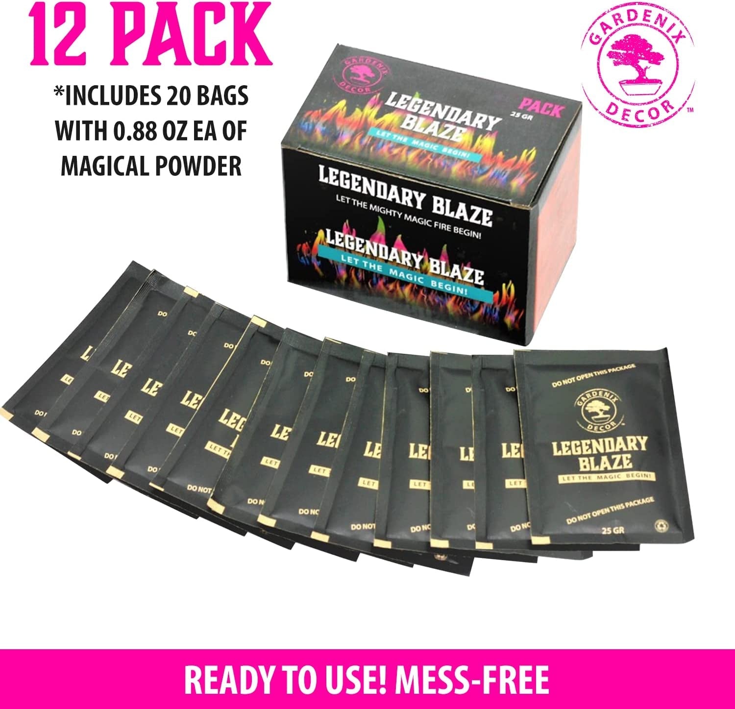 12 Pack Legendary Blaze Magical Flames Fire Color Changing Packets - Fire Pits and Campfire Accessories for All Seasons - Create Magic Colorful Fire with Color Flame Packs - Image 5