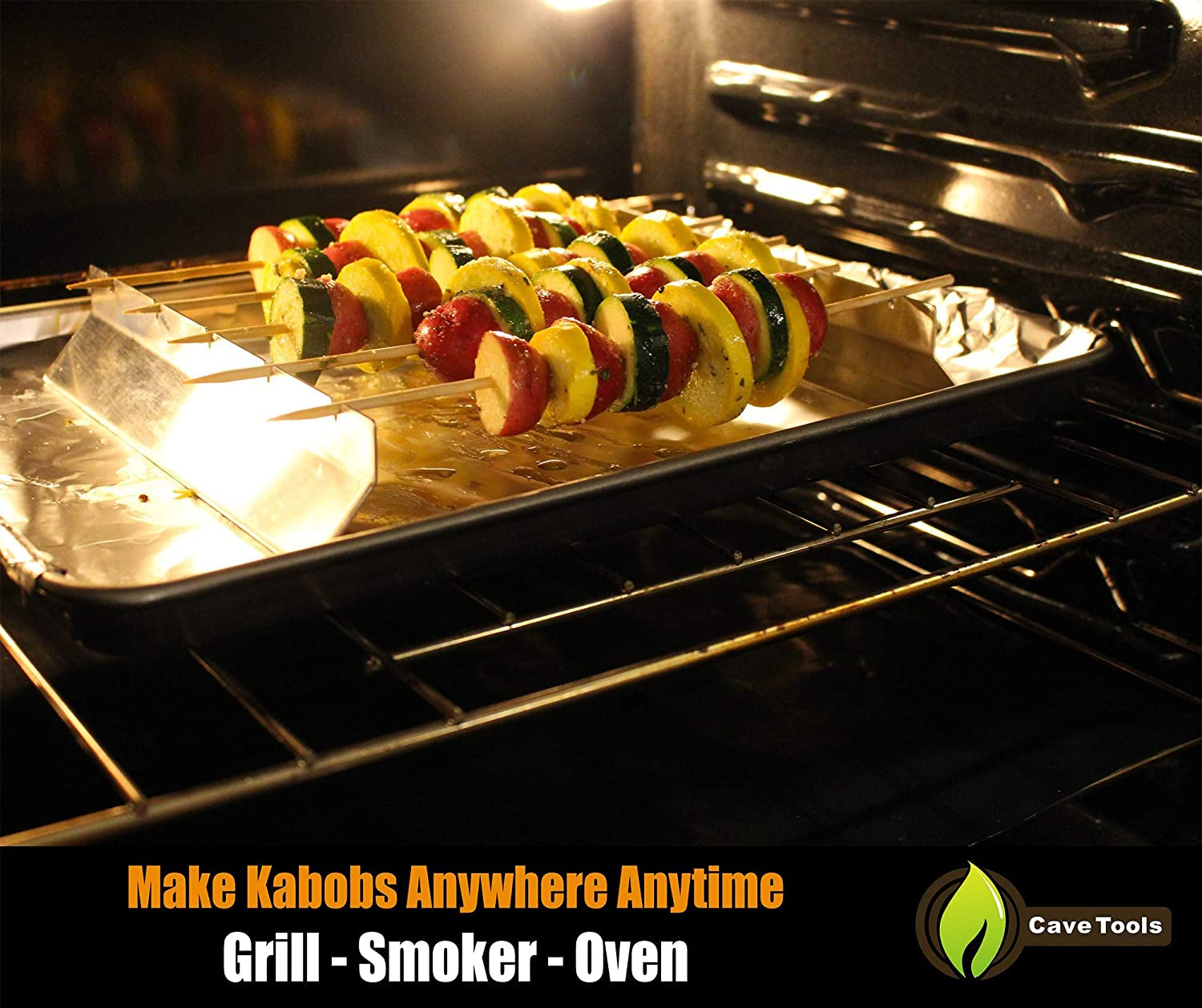 Cave Tools Kebob Rack for Shish Kebab Skewers - Stainless Steel Build Compatible with Wood. Round. Metal. Flat or Bamboo Skewers - BBQ Grilling Accessories - Image 3