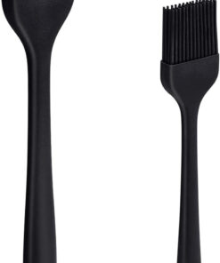 HOTEC Basting Brushes Silicone Heat Resistant Pastry Brushes Spread Oil Butter Sauce Marinades for BBQ Grill Barbecue Baking Kitchen Cooking BPA Free Dishwasher Safe (Black 2)