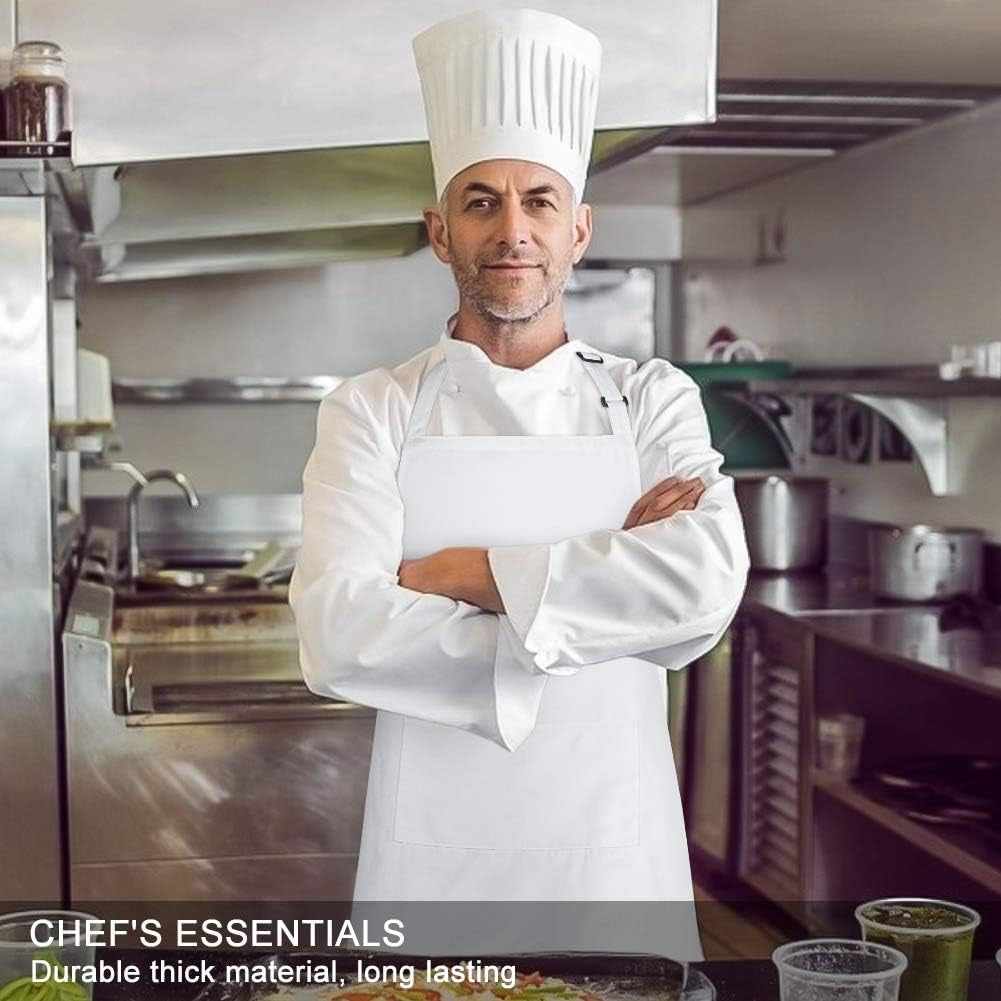 Jubatus 12 Pack 100% Cotton Aprons Bulk with 2 Pockets Cooking Chef Kitchen Adjustable Bib Apron for Women Men. White - Image 4