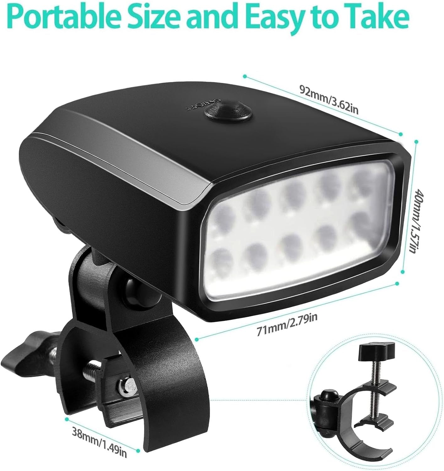 Grill Light Outdoor. LED BBQ Light Gift for Men Dad Boyfriend Rotatable Grill Accessories with 10 Super Bright LED Lights Including Sturdy Clamp Mount Fits Handle (Battery NOT Included) - Image 7