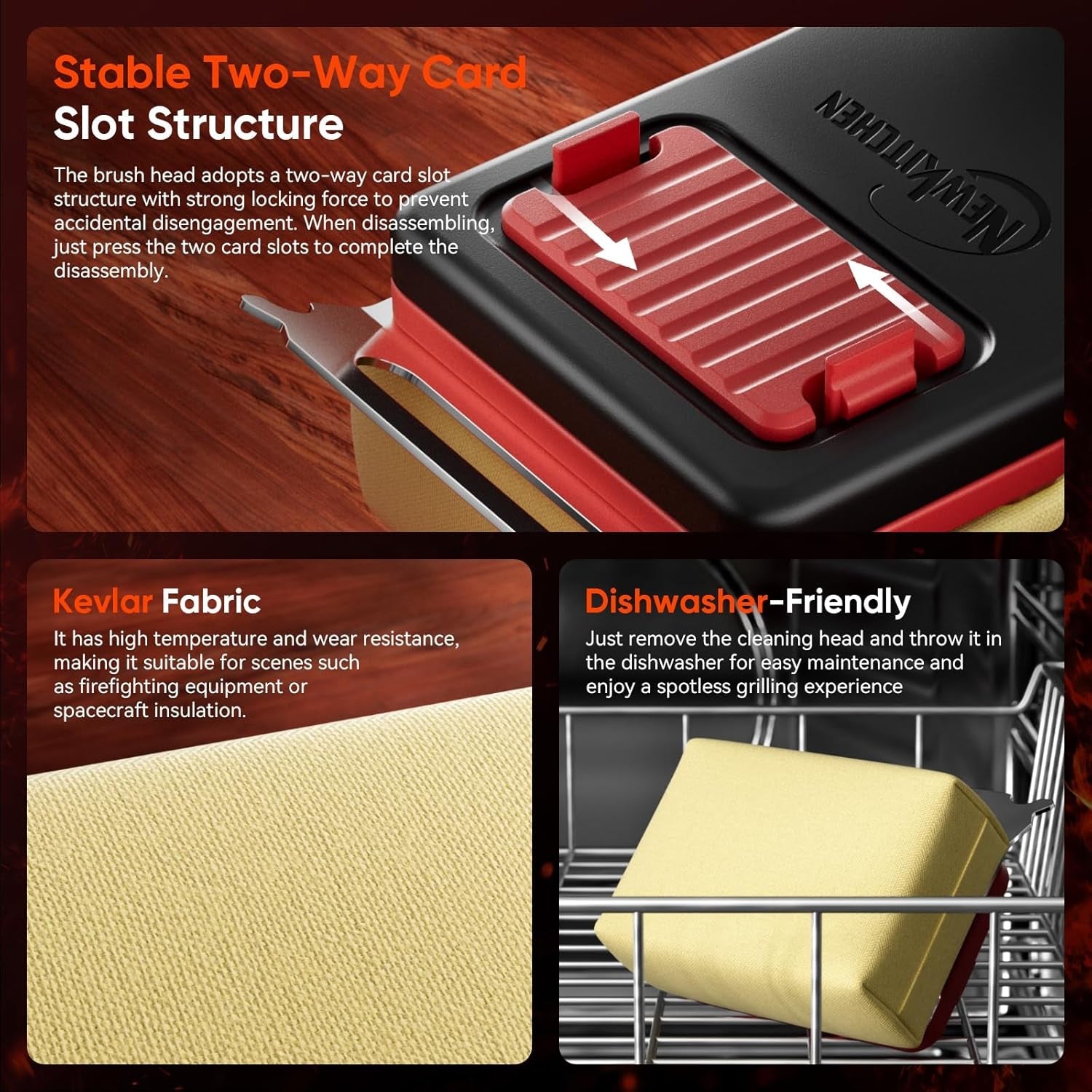 Grill Brush Bristle-Free Steam Cleaning. BBQ Brush Replaceable Heat-Resistant Kevlar Head with Grill Scraper Safe Barbecue Grill Cleaner - Image 4