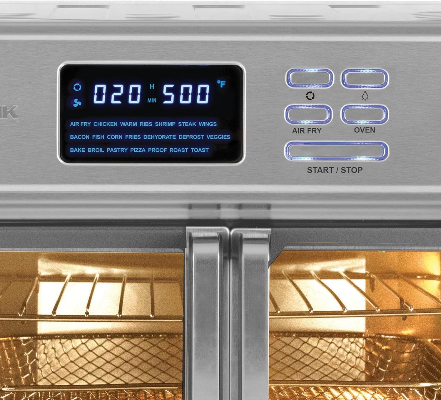 Kalorik MAXX Air Fryer Oven. 26 Quart 10-In-1 Countertop Toaster Oven & Air Fryer Combo - Fry. Bake. Roast. Rotisserie. & More. Large Glass French Doors & 9 Accessories. 1700-Watts. Stainless Steel - Image 10