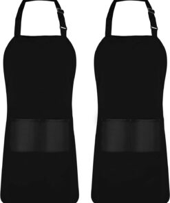 2 Pack Bib Apron. Adjustable with 2 Pockets. Water and Oil Resistant. Cooking Kitchen Chef Apron for Women Men