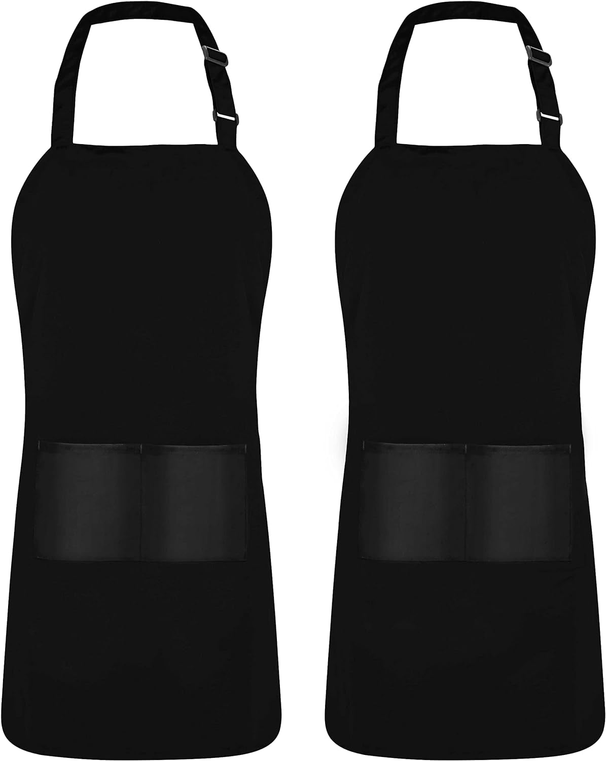 2 Pack Bib Apron. Adjustable with 2 Pockets. Water and Oil Resistant. Cooking Kitchen Chef Apron for Women Men