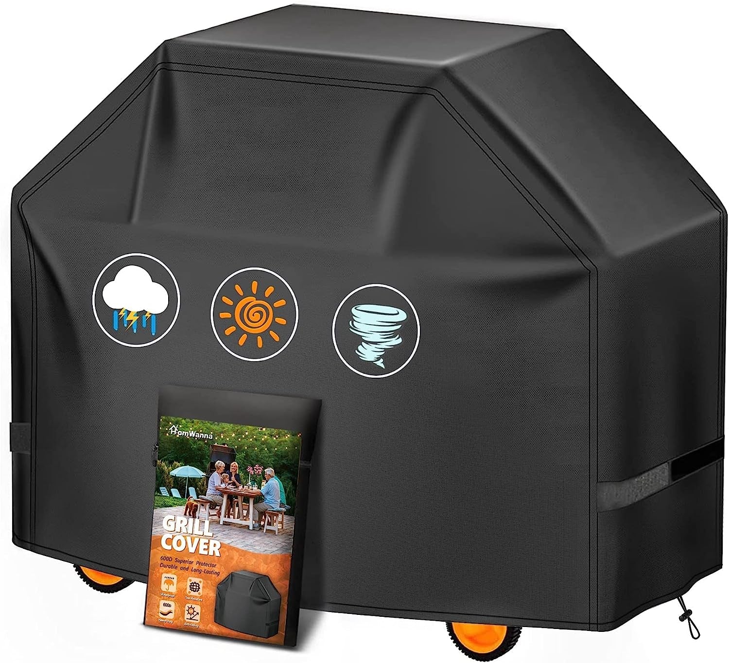 Homwanna Grill Cover 60 Inch - Superior BBQ Cover for Weber Genesis 300 Series Gas Grill - 600D Outdoor Barbecue Cover for Weber Genesis Ii 300. Dyna-Glo. Char-Broil. Nexgrill. Monument and Brinkmann