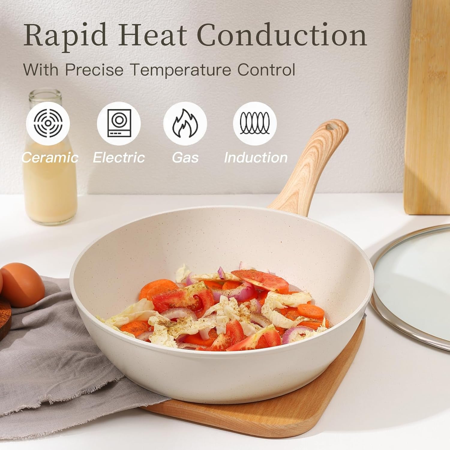 16PCS Pots and Pans Set Non Stick Cookware Set Nonstick with Cooking Set (White. 16Pieces) - Image 7