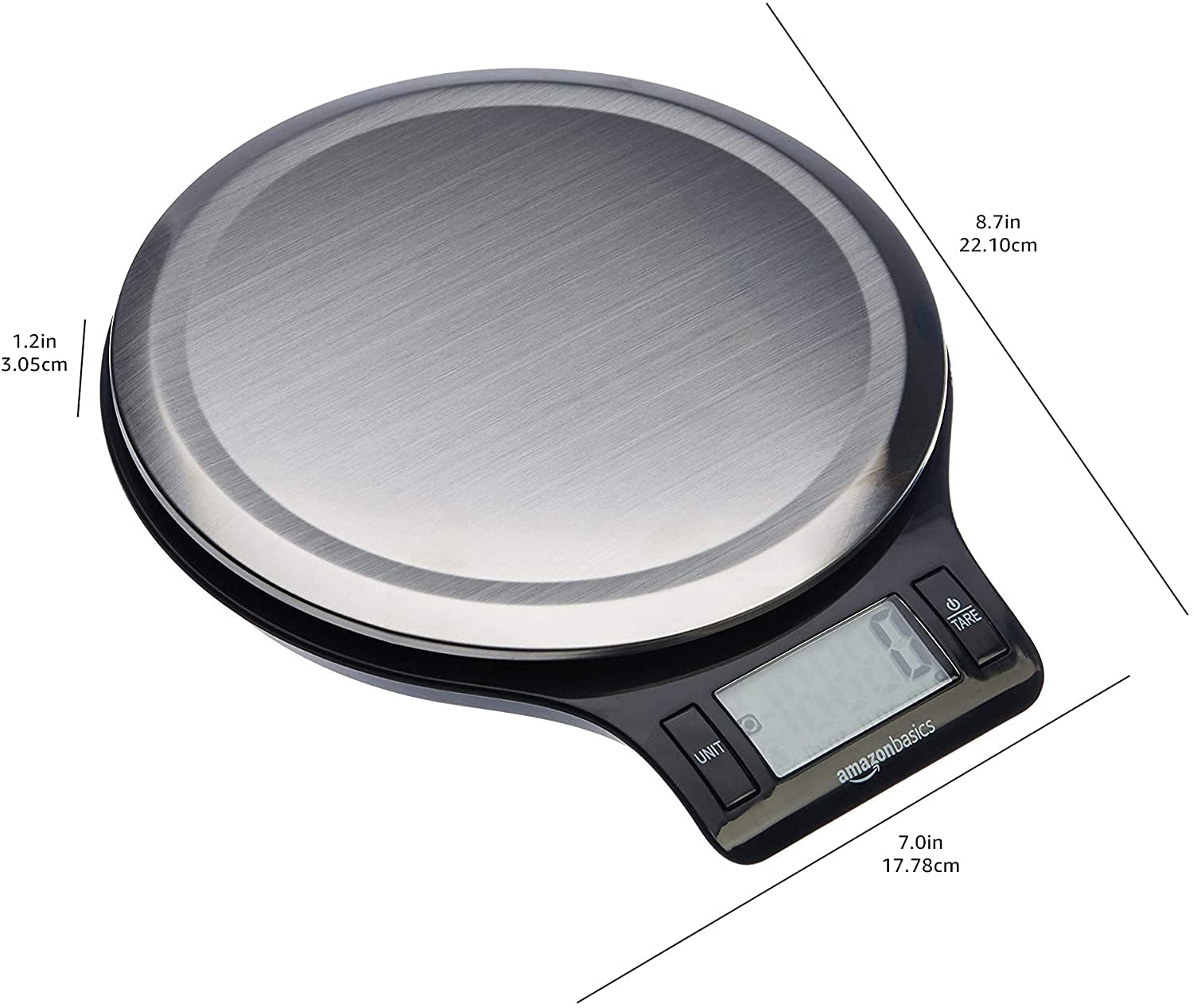 Amazon Basics Digital Kitchen Scale with LCD Display. Batteries Included. Weighs up to 11 Pounds. Black and Stainless Steel - Image 2
