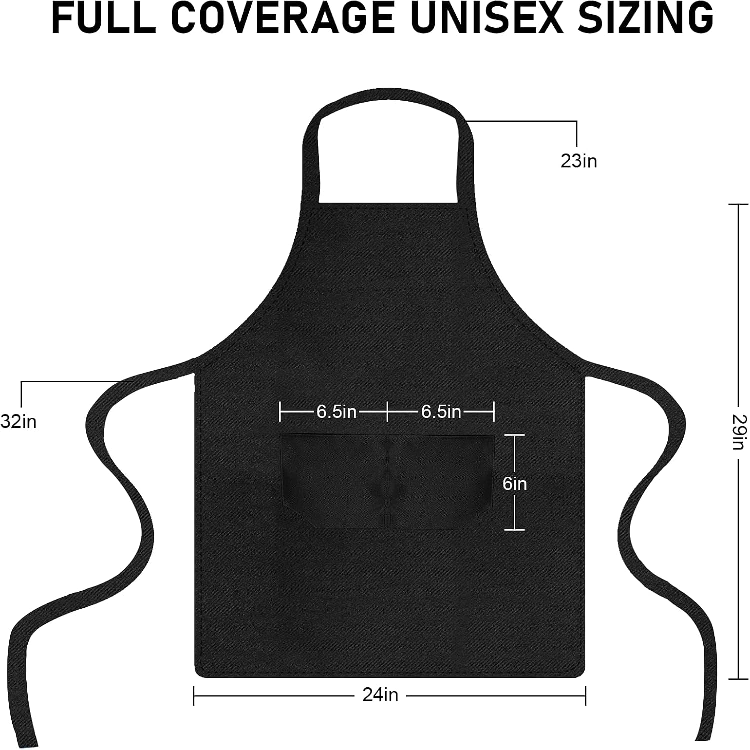12 Pack Bib Apron. Unisex Restaurant Kitchen Aprons for Women with 2 Pockets. Chef Aprons for Cooking Men BBQ Painting Drawing Craft Plain Adults. Bulk Black - Image 2