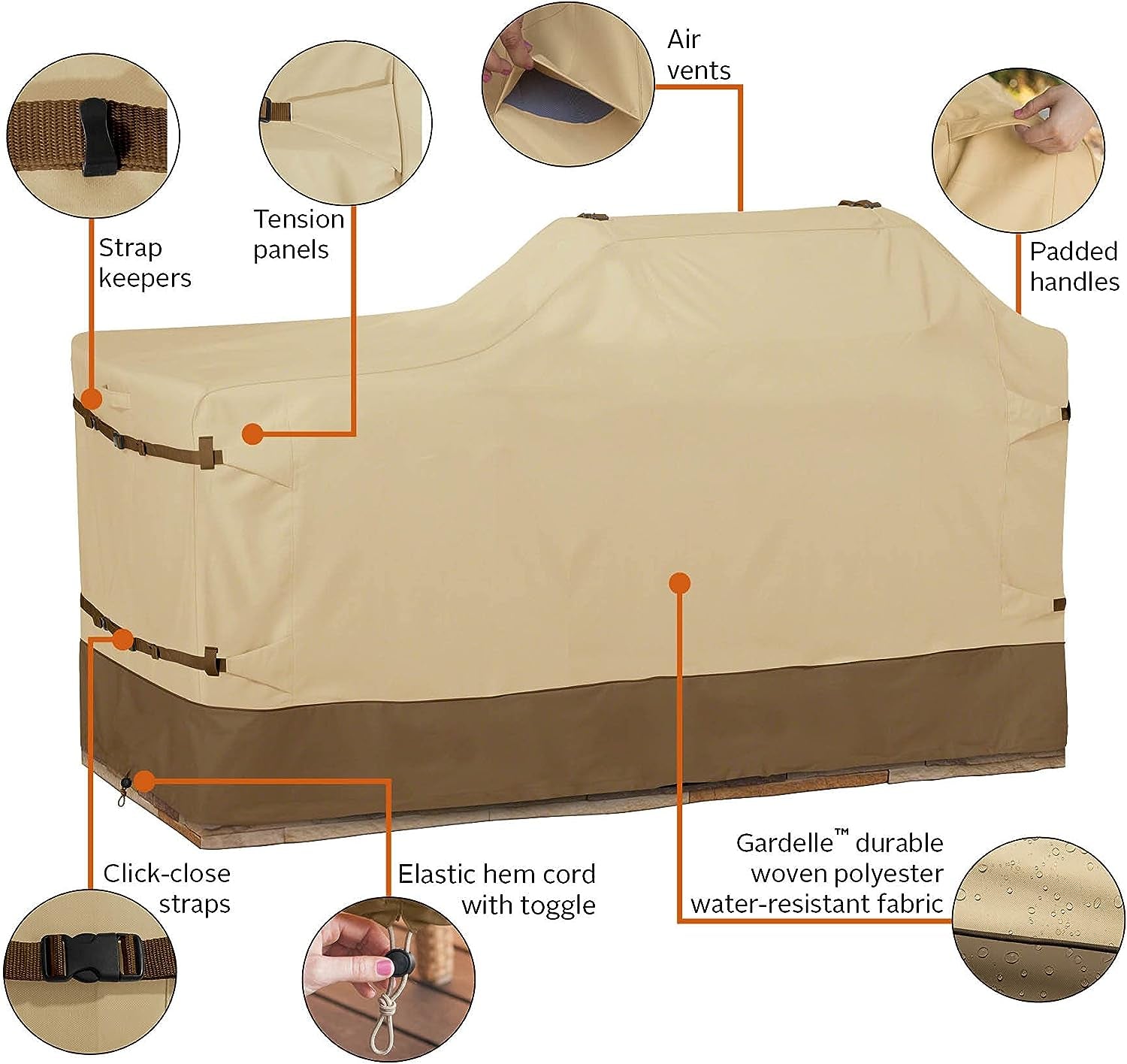 Classic Accessories Veranda Water-Resistant BBQ Grill Cover for 98 Inch Island with Left or Right Grill Head - Image 5