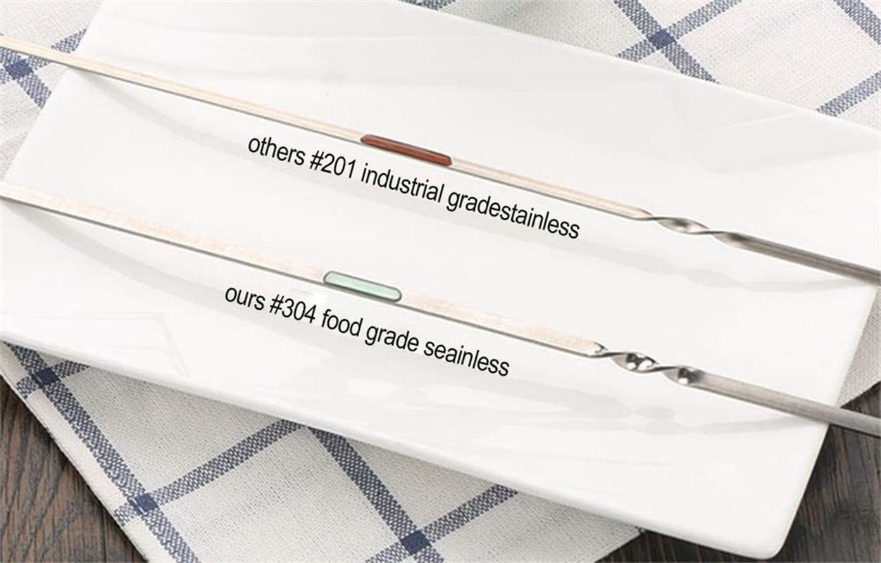JOMVERL 12PCS Kabob Skewers Flat Metal BBQ Barbecue Skewer 14 Long Stainless Steel Shish Kebob Sticks Wide Reusable Grilling Skewers Set for Meat Shrimp Chicken Vegetable. 12 Pack - Image 5