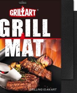 BBQ Grill Mats for Outdoor Grill - Nonstick 600 Degree Heavy Duty Grilling Mat (Set of 2) - Reusable BBQ Grill Accessories Sheets -Works on Electric Grill Gas Charcoal BBQ - Gifts for Men Dad