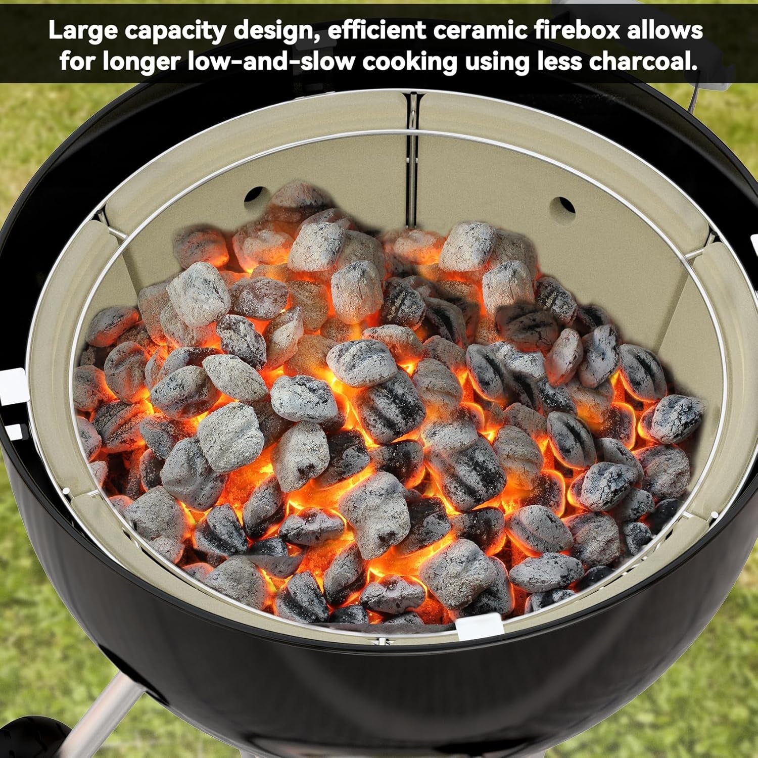 Charkettle Charcoal Firebox Kit. Ceramic Basket with Heat Deflector Compatible with Weber 22-Inch Kettle Charcoal Grills - Image 8