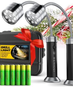 Flexible LED BBQ Grill Lights Set of 2 - the Perfect Grilling Accessories Light with 360-Degree Magnetic Base and Gooseneck - 100% Portable Weatherproof Outdoor Lamp W/ 6 Batteries Included