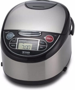 Tiger Corporation JAX-T10U-K 5.5-Cup (Uncooked) Micom Rice Cooker with Food Steamer & Slow Cooker. Stainless Steel Black