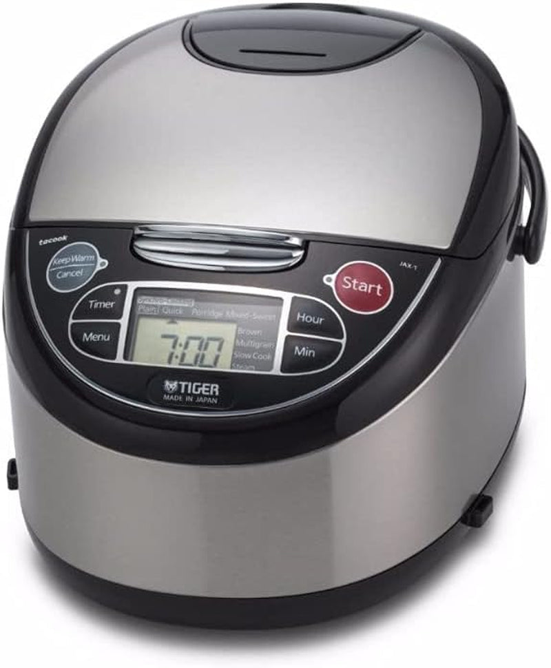 Tiger Corporation JAX-T10U-K 5.5-Cup (Uncooked) Micom Rice Cooker with Food Steamer & Slow Cooker. Stainless Steel Black