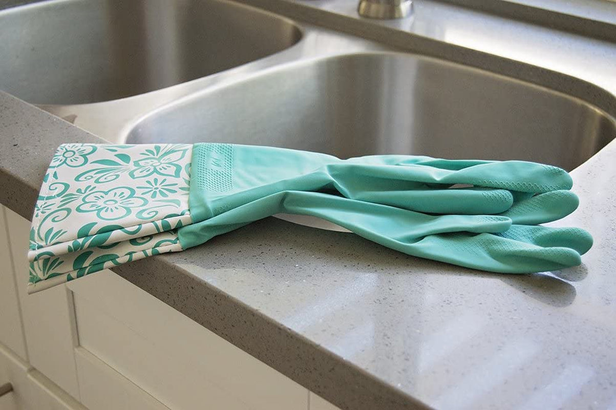 Glam Reusable Latex Dishwashing Gloves for Kitchen or Cleaning. One Size. Yellow. 3 Pairs - Image 8
