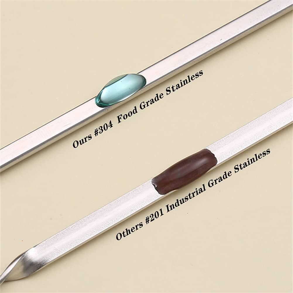 12PCS Kabob Skewers Flat Metal Stainless Steel BBQ Barbecue Skewer 16 Anti-Roll Heavy Duty Shish Kebob Sticks Wide Reusable Grilling Skewers Set for Meat Shrimp Chicken Vegetable Kebab Fork Sausage… - Image 5