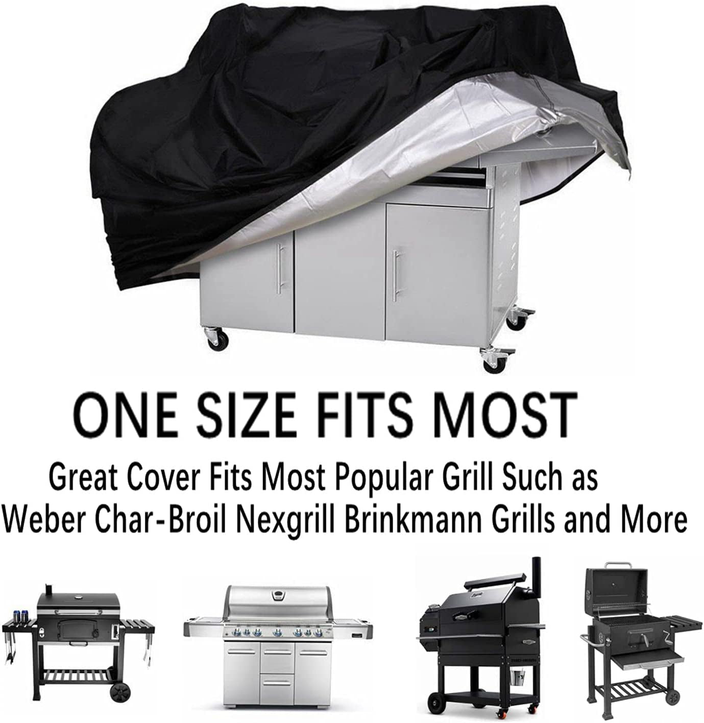 Grill Cover. Waterproof BBQ Grill Cover. 58 Inch Rip-Proof and Anti-Uv Barbecue Gas Grill Cover Compatible for Weber Char-Broil Nexgrill Grills and More - Image 5