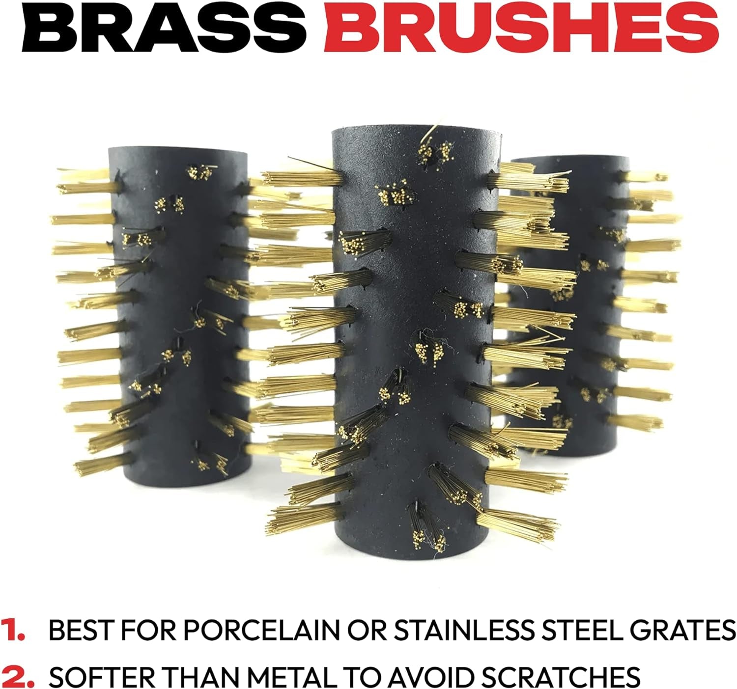 Automatic BBQ Grill Cleaning Robot Replacement Brush - Grill Cleaner Parts. Grilling Accessories. Wire Brush Tool. Metal Brush - Set of 3 Each Stainless Steel. Nylon and Brass Variety Pack - Image 7