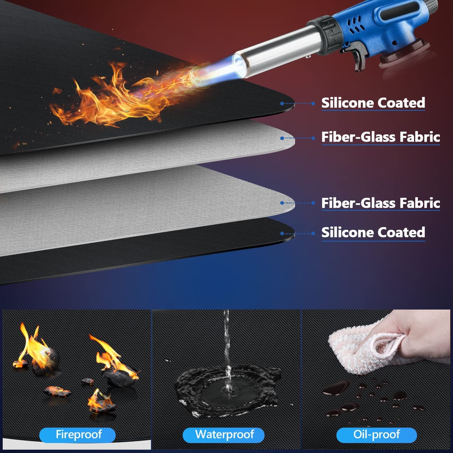 Large under Grill Mat. 65×38 Inches Grill Mats for Outdoor Grill. Double-Sided Fireproof Oil Proof Grill Mat for Outdoor Charcoal. Flat Top. Smokers. Gas Grills. BBQ. Reusable Deck Patio Protect Mat - Image 2