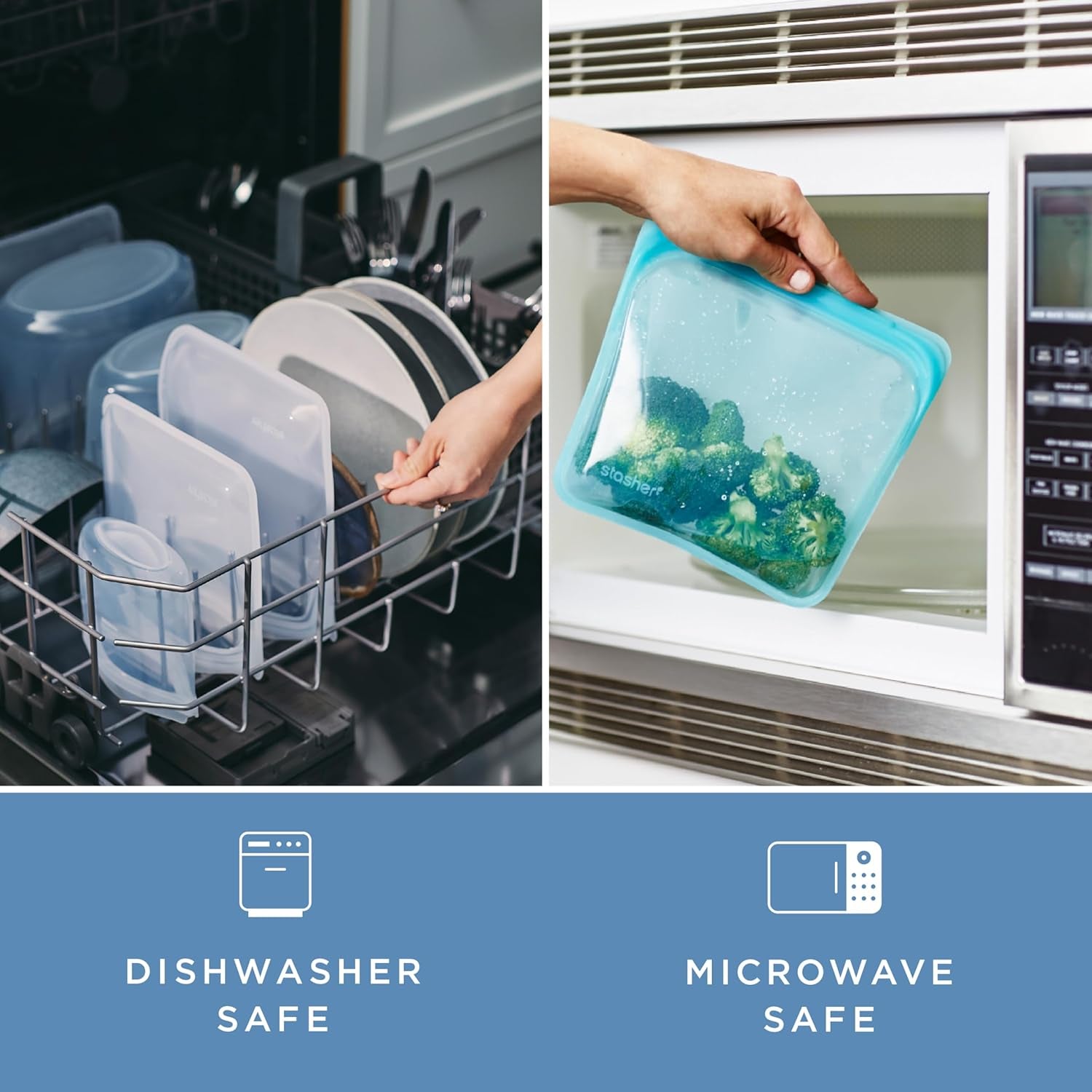 Stasher Silicone Reusable Food Storage Bags (4‑Pack. Rainbow) – BPA‑Free. Leak‑Proof & Dishwasher Safe - Image 6