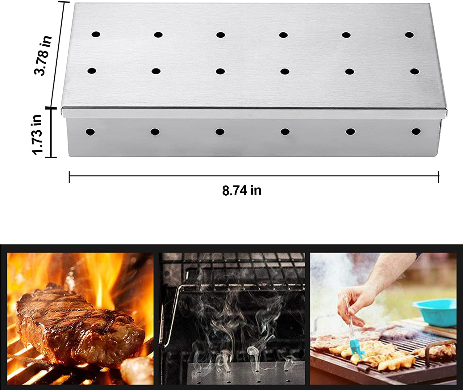 UIRIO Smoker Box for Gas Grilling - Wood Chip Smoker Box for Charcoal Grill - Enhance Grilling Flavors for BBQ Enthusiasts - Image 2