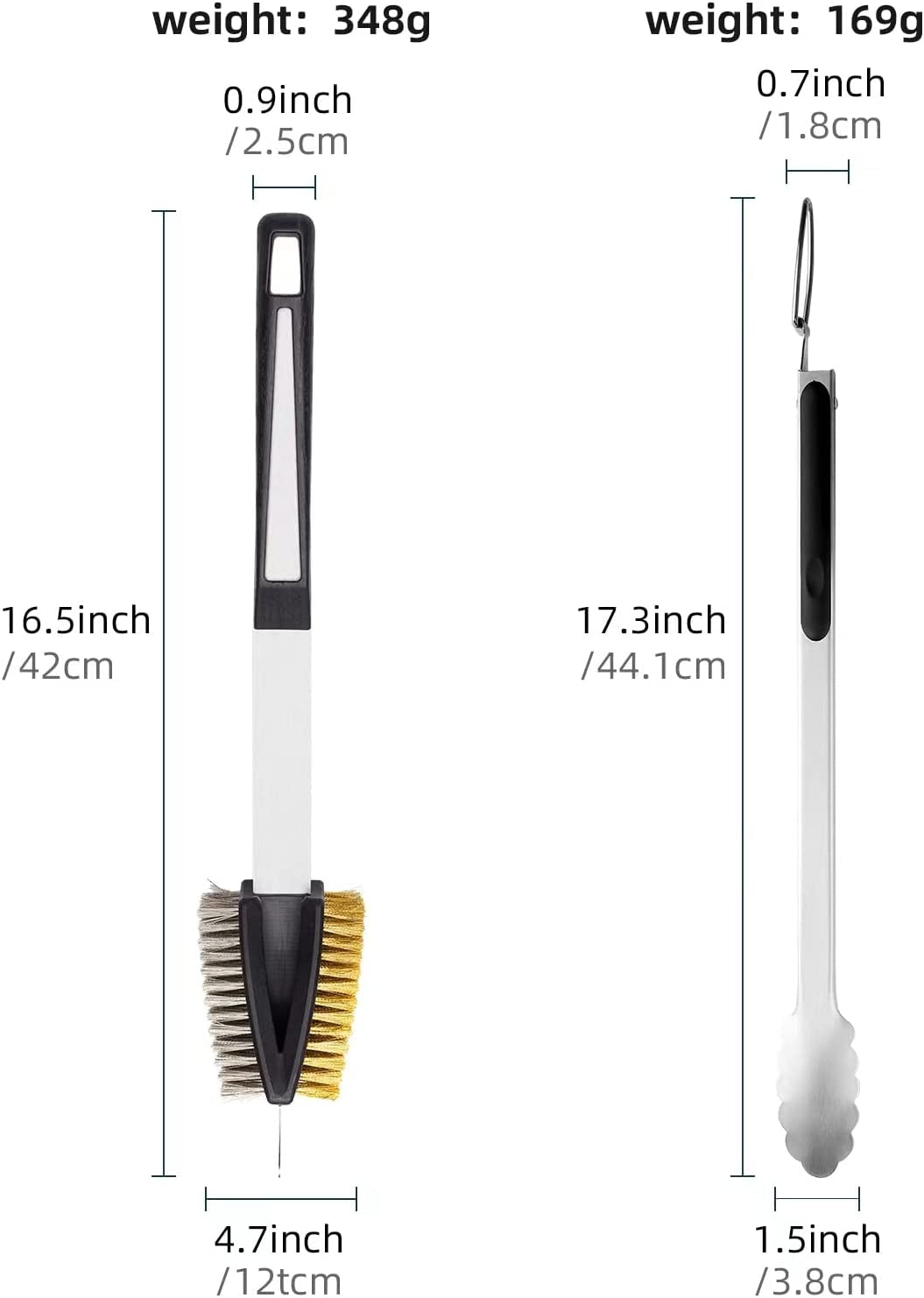 Double Sided Grill Cleaning Brush and Scraper. 16.5 BBQ Brush. Barbecue Cleaner with Stainless & Brass Bristles. Grilling Grate Cleaner. Safe Grill Accessories for Cast Iron/Stainless Steel Grate - Image 2