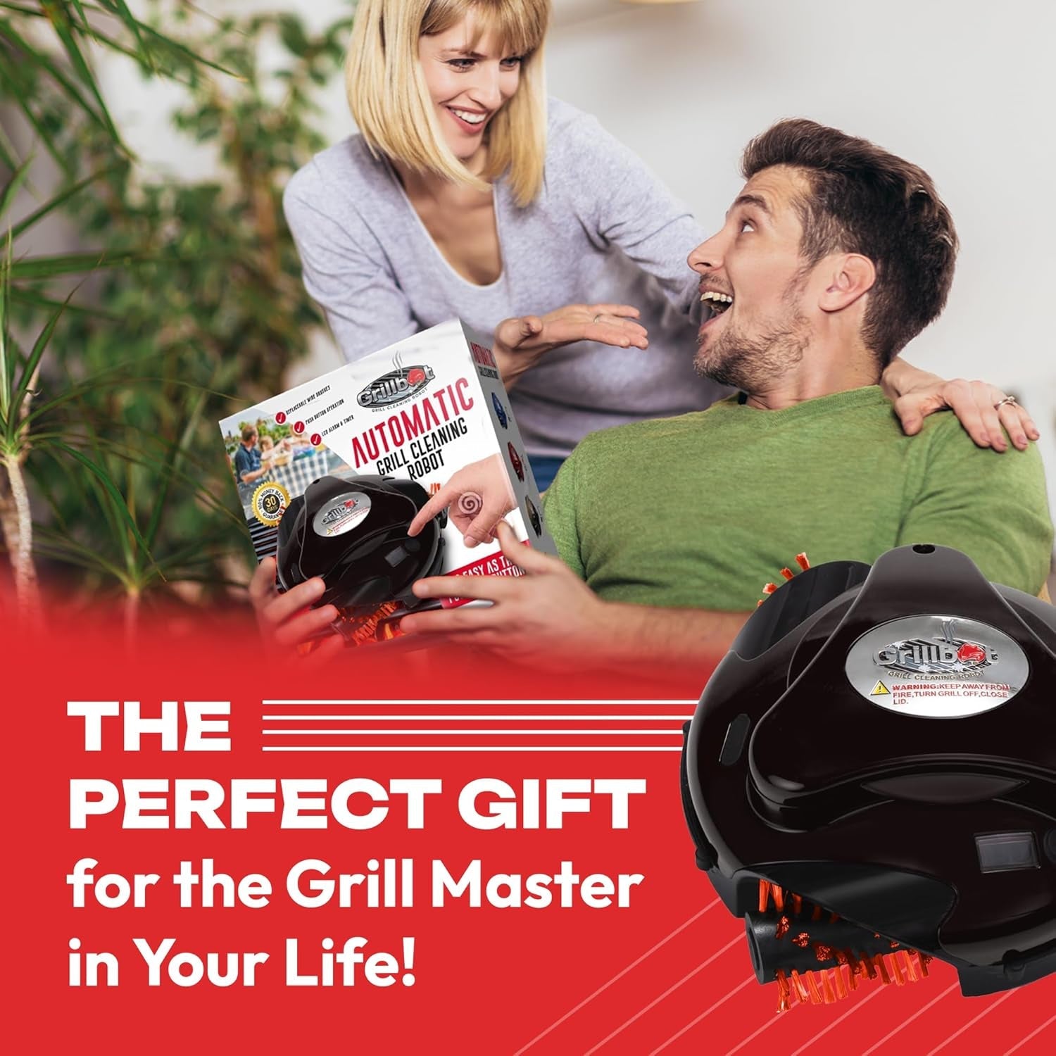 Grillbot Automatic Grill Cleaning Robot with Nylon Brushes. BBQ Grill Cleaner. Grill Brush. Grill Scraper. BBQ Accessories (Red Grillbot + Carry Case) - Image 5